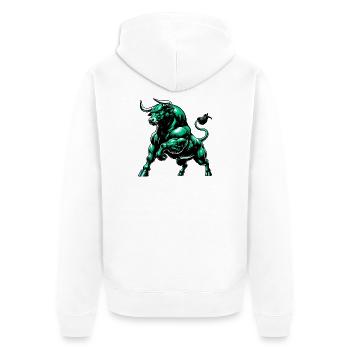 Bull - Unisex Premium Organic Zip Hoodie - white - Back - Thijin (182cm)