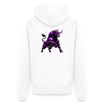 Stier - Unisex Premium Bio Zip Hoodie - Weiß - Hinten - Thijin (182cm)