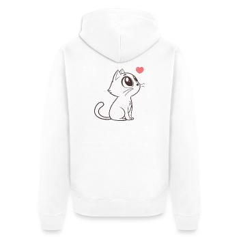 Adorable cat with pink hearts - Unisex Premium Organic Zip Hoodie - white - Back - Thijin (182cm)