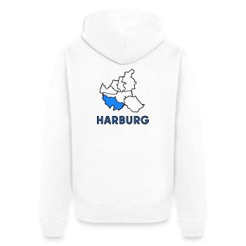 Harburg, un quartier de Hambourg - Veste à capuche bio Premium Unisexe - blanc - Dos - Thijin (182cm)