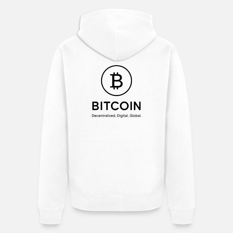 Bitcoin - décentralisé, numérique mondial - Veste à capuche bio Premium Unisexe - blanc