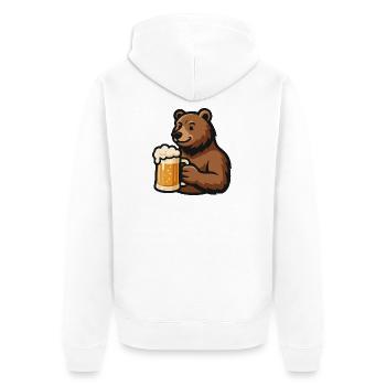 Bier und Bär, Liebe zum Bier - Unisex Premium Bio Zip Hoodie - Weiß - Hinten - Thijin (182cm)