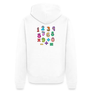 Zahlentag Bunte Zahlengesichter Babymuster - Unisex Premium Bio Zip Hoodie - Weiß - Hinten - Thijin (182cm)