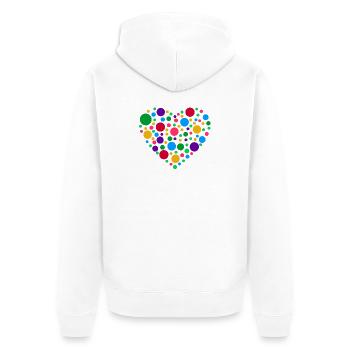 Fleckiges Herz-Punkte-T-Shirt - Unisex Premium Bio Zip Hoodie - Weiß - Hinten - Thijin (182cm)