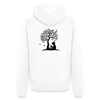 Kind liest unter Baum - Unisex Premium Bio Zip Hoodie - Weiß - Hinten - Thijin (182cm)