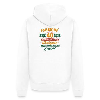 40 Years of Original, Humor Anniversary Gift - Unisex Premium Organic Zip Hoodie - white - Back - Thijin (182cm)