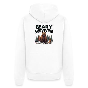 Beary Surviving : T-shirt Wilderness Gear - Veste à capuche bio Premium Unisexe - blanc - Dos - Thijin (182cm)
