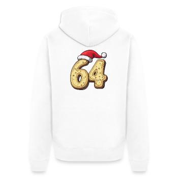 64 Number Cookie Christmas - Unisex Premium Organic Zip Hoodie - white - Back - Thijin (182cm)