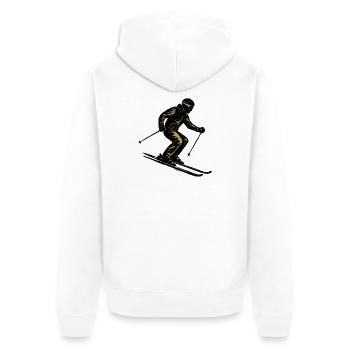 Skifahren | Skifahrer | Berg - Unisex Premium Bio Zip Hoodie - Weiß - Hinten - Thijin (182cm)