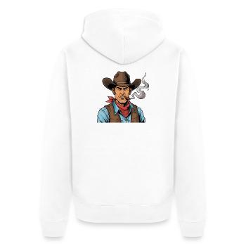 Cowboy mit Zigarre - Unisex Premium Bio Zip Hoodie - Weiß - Hinten - Thijin (182cm)