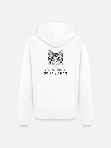 Witziges Katzenhaar Baumwolle Spruch Design - Unisex Premium Bio Zip Hoodie - Weiß