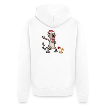 Weihnachtskatze  - Unisex Premium Bio Zip Hoodie - Weiß - Hinten - Thijin (182cm)