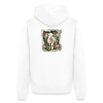 Lamb Vintage - Unisex Premium Organic Zip Hoodie - white - Back - Thijin (182cm)