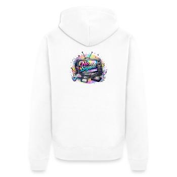 Retro Signal Rainbow TV T-Shirt-Logo - Unisex Premium Bio Zip Hoodie - Weiß - Hinten - Thijin (182cm)