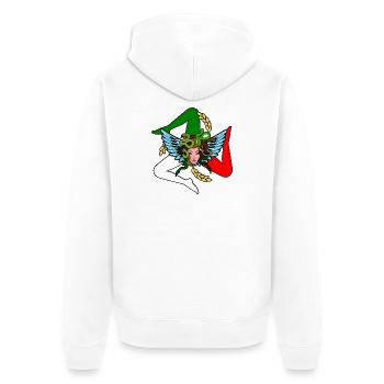 Sicily Trinacria - Unisex Premium Organic Zip Hoodie - white - Back - Thijin (182cm)