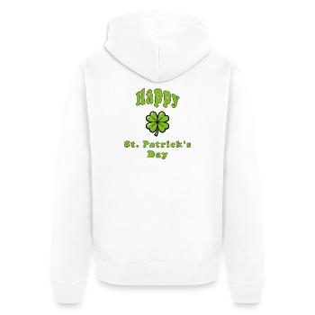 Happy St. Patrick's Day - Grünes Kleeblatt - Unisex Premium Bio Zip Hoodie - Weiß - Hinten - Thijin (182cm)