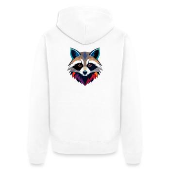 Waschbär Porträt Kopf Waschbären Kunst Motiv - Unisex Premium Bio Zip Hoodie - Weiß - Hinten - Thijin (182cm)