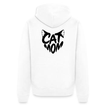 Cat Mom, Katzenmama Herz Typo mit Katzenohren - Unisex Premium Bio Zip Hoodie - Weiß - Hinten - Thijin (182cm)