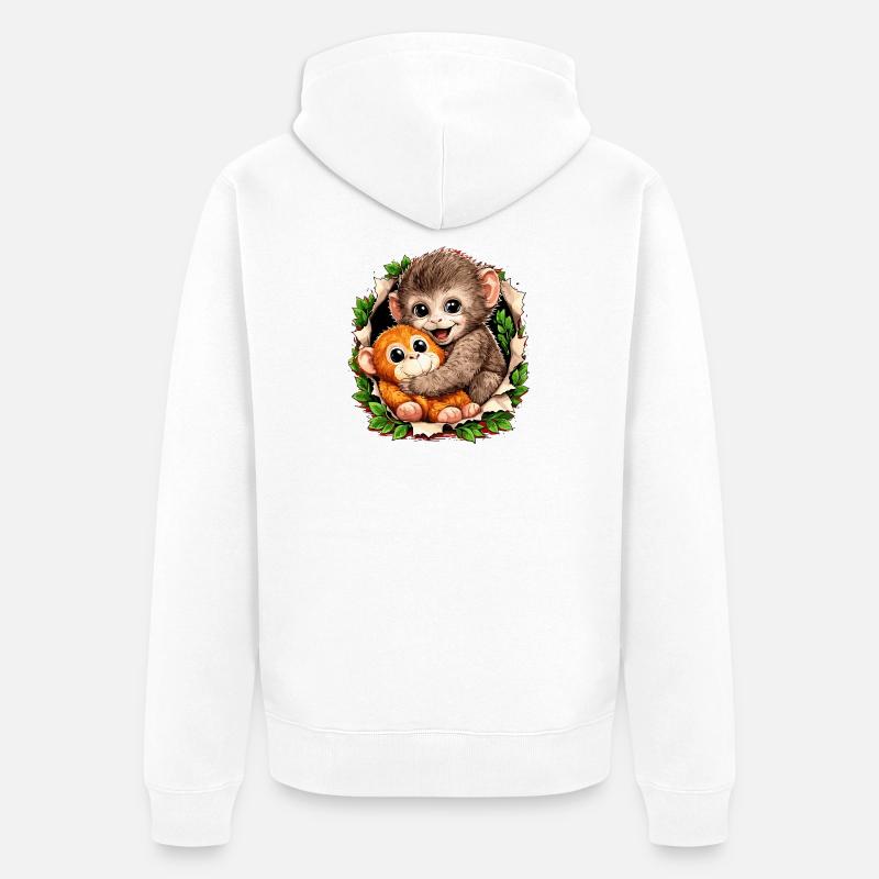 Tendance virale du Baby Monkey Punch - Veste à capuche bio Premium Unisexe - blanc