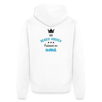 Cadeau naissance bébé garçon Avril Beaux Gosses - Veste à capuche bio Premium Unisexe - blanc - Dos - Thijin (182cm)