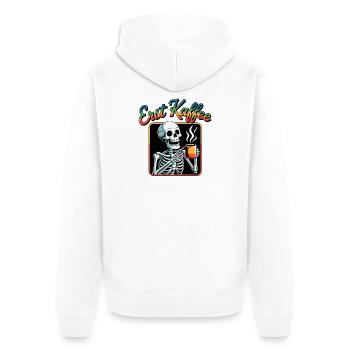 Erst Kaffee Skelett - Unisex Premium Bio Zip Hoodie - Weiß - Hinten - Thijin (182cm)