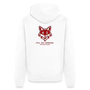 Funny Fox Introvert Quote - Still Not Impressed - Unisex Premium Organic Zip Hoodie - white - Back - Thijin (182cm)