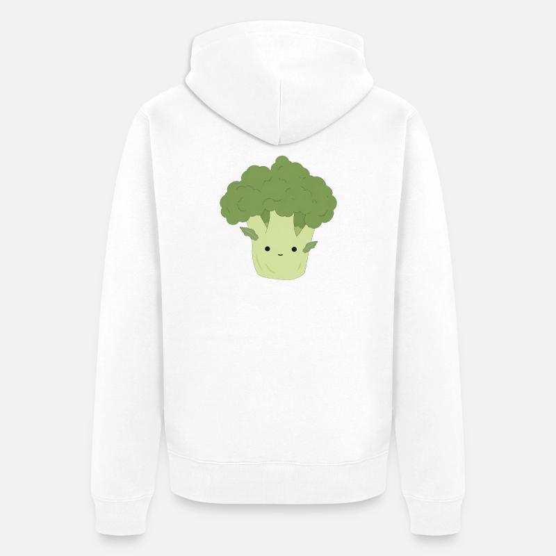 Ben Broccoli – Sweet Kawaii Vegetable Design - Veste à capuche bio Premium Unisexe - blanc