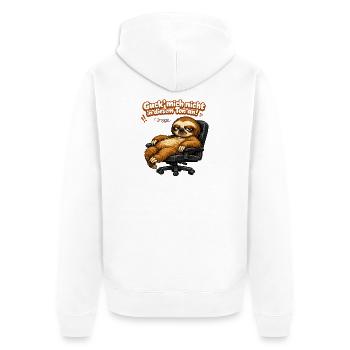 Guck mich nicht in diesem Ton an Faultier - Unisex Premium Bio Zip Hoodie - Weiß - Hinten - Thijin (182cm)