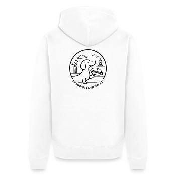 Fischbrötchen geiht över all Moin norddeutsch - Unisex Premium Bio Zip Hoodie - Weiß - Hinten - Thijin (182cm)