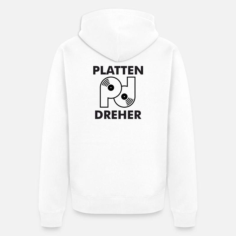 Logo tourneur de plaques avec lettres - Veste à capuche bio Premium Unisexe - blanc