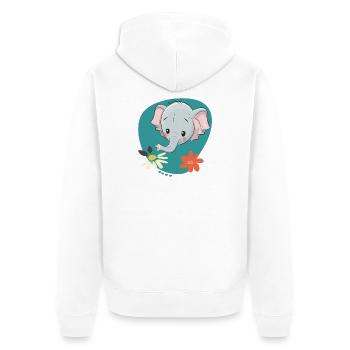 Elefant - Unisex Premium Bio Zip Hoodie - Weiß - Hinten - Thijin (182cm)