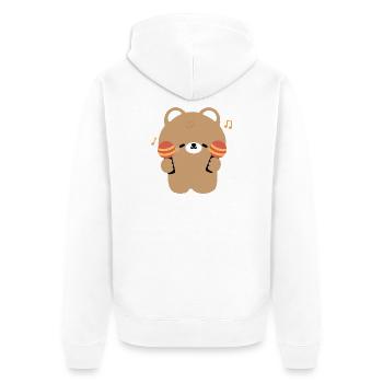 Bear Maraca Beat - Unisex Premium Organic Zip Hoodie - white - Back - Thijin (182cm)