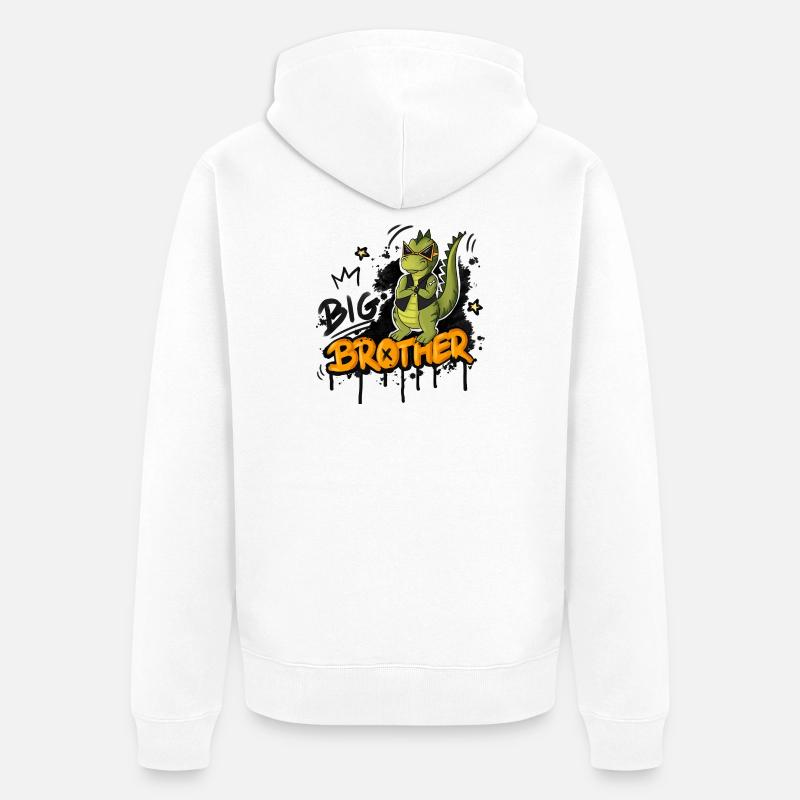 Dino Big Brother Style - Veste à capuche bio Premium Unisexe - blanc