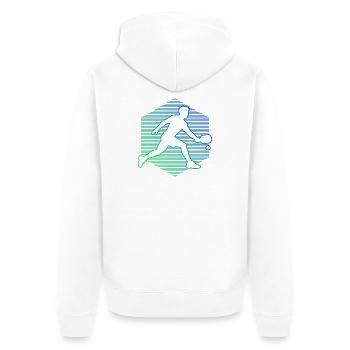 Pickleball athlete Geschenkidee für den Geburtstag - Unisex Premium Bio Zip Hoodie - Weiß - Hinten - Thijin (182cm)
