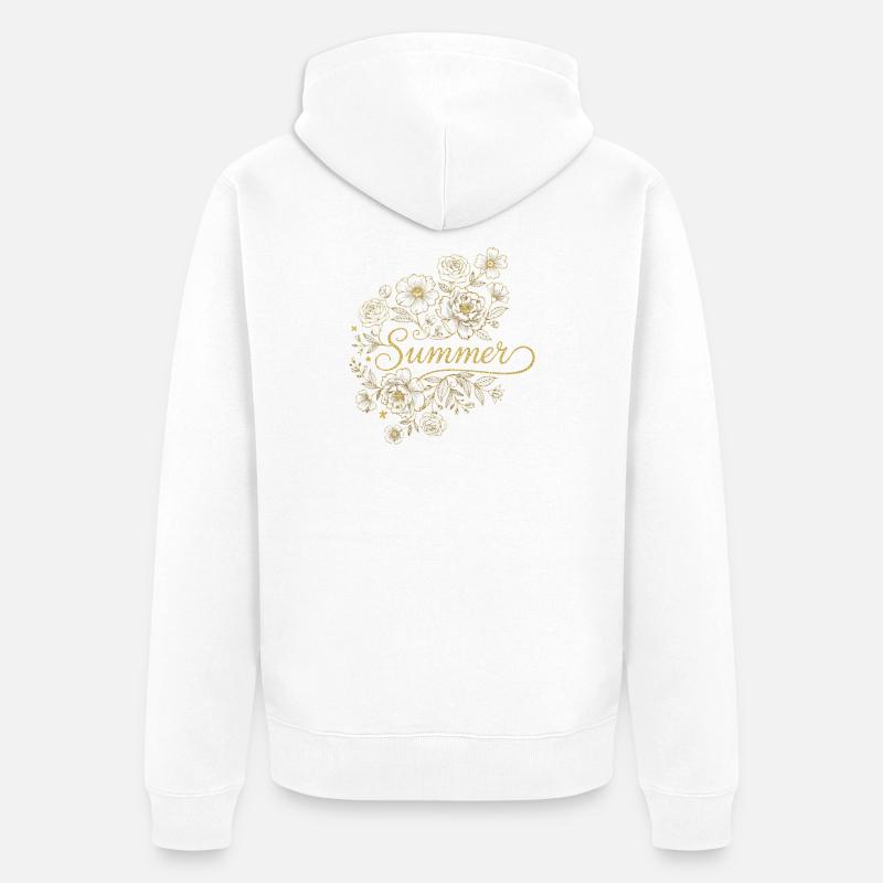 Été des Fleurs Dorées - Veste à capuche bio Premium Unisexe - blanc
