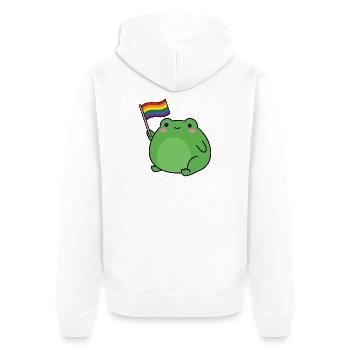Pride Month LGBTQ – LGBT-Frosch - Unisex Premium Bio Zip Hoodie - Weiß - Hinten - Thijin (182cm)