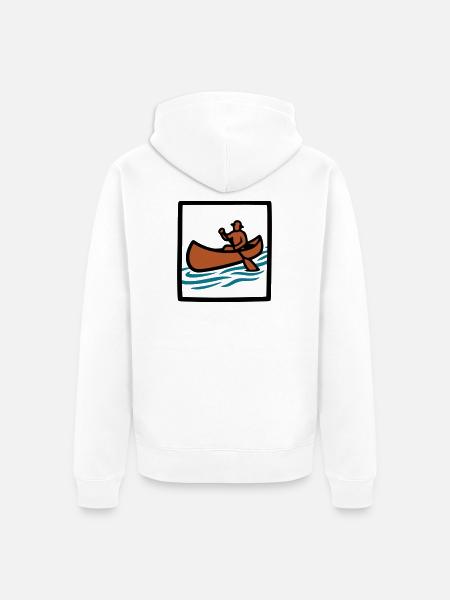 Canoe Paddler Badge Icon - Unisex Premium Organic Zip Hoodie - white
