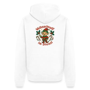 Weihnachtself im Dienst - Unisex Premium Bio Zip Hoodie - Weiß - Hinten - Thijin (182cm)