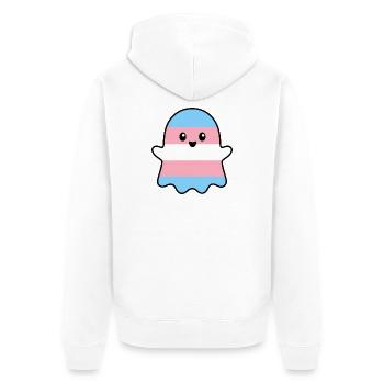 Trans Pride Geist - Unisex Premium Bio Zip Hoodie - Weiß - Hinten - Thijin (182cm)