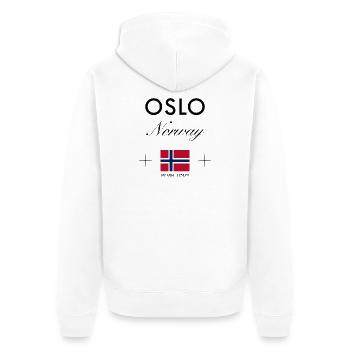 Oslo Norwegen Koordinaten Reise Souvenir - Unisex Premium Bio Zip Hoodie - Weiß - Hinten - Thijin (182cm)