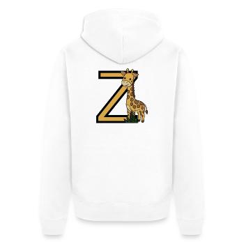 Giraffe Buchstabe  Z - Unisex Premium Bio Zip Hoodie - Weiß - Hinten - Thijin (182cm)