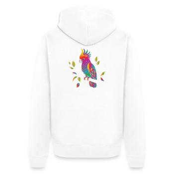 Design de dessin animé Cockatoo arc-en-ciel - Veste à capuche bio Premium Unisexe - blanc - Dos - Thijin (182cm)