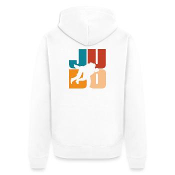 Judo Silhouette Retro Vintage Kampfsport - Unisex Premium Bio Zip Hoodie - Weiß - Hinten - Thijin (182cm)