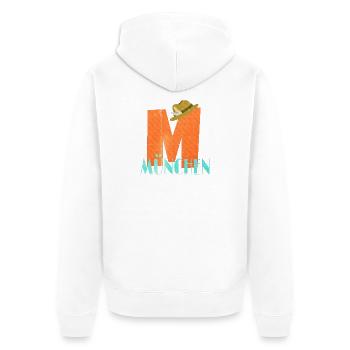 Retro Design M München - Unisex Premium Bio Zip Hoodie - Weiß - Hinten - Thijin (182cm)