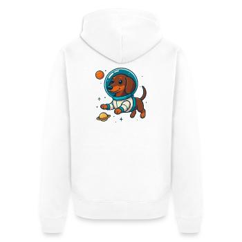 Dackel im All – Süßer Astronaut Hund - Unisex Premium Bio Zip Hoodie - Weiß - Hinten - Thijin (182cm)