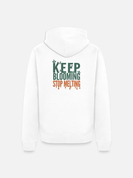 Keep Blooming Stop Melting - Unisex Premium Bio Zip Hoodie - Weiß