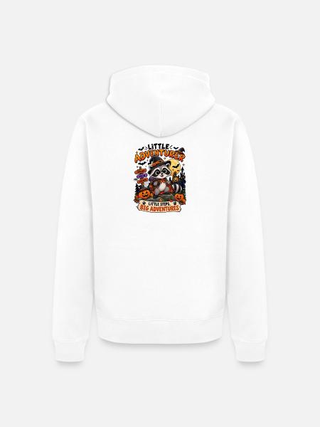 Süßer Waschbär-Abenteurer Halloween - Unisex Premium Bio Zip Hoodie - Weiß