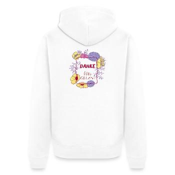 Danke für Alles - Unisex Premium Bio Zip Hoodie - Weiß - Hinten - Thijin (182cm)