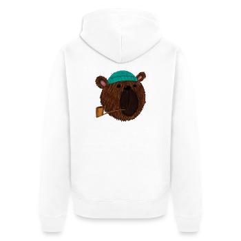 Kapitän Bär der alte Seebär - Unisex Premium Bio Zip Hoodie - Weiß - Hinten - Thijin (182cm)