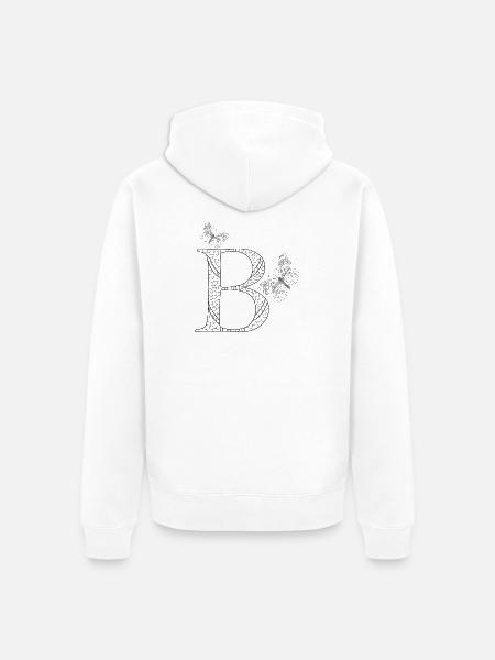 Buchstabe B mit Schmetterlingen - Unisex Premium Bio Zip Hoodie - Weiß